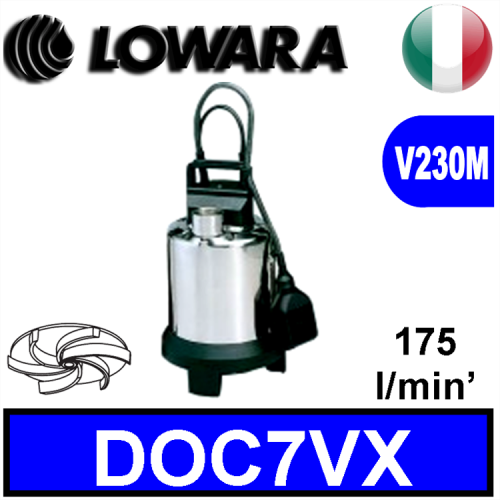 LOWARA Elettropompa Sommersa per acque chiare, grigie e fognature leggere DOC7VX, girante vortex, completa di galleggiante elettrico premontato 2