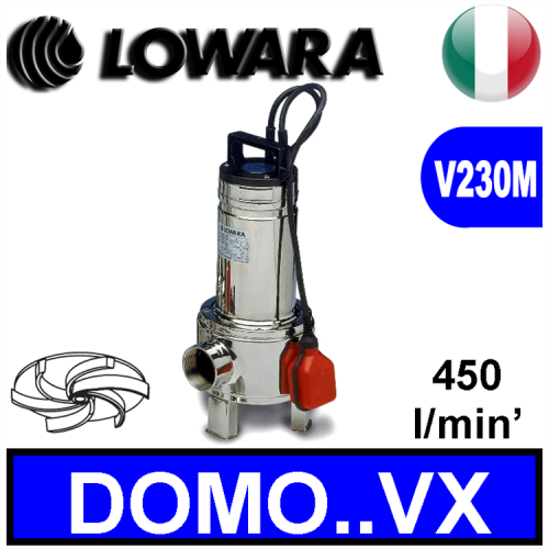 LOWARA Elettropompa Sommersa per fognature DOMOVX, girante vortex,  completa di galleggiante elettrico premontato 2