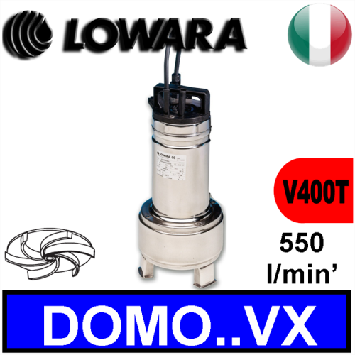 LOWARA Sommersa per fognature DOMO VX (V400T) girante vortex - versione trifase 2