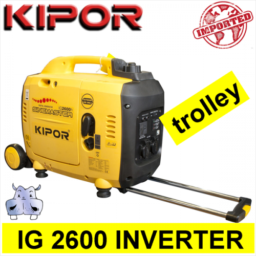 Generatore di corrente Gruppo Elettrogeno inverter a benzina, Kipor IG 2600 TROLLEY 1,84W 1840W TRASPORTABILE 2