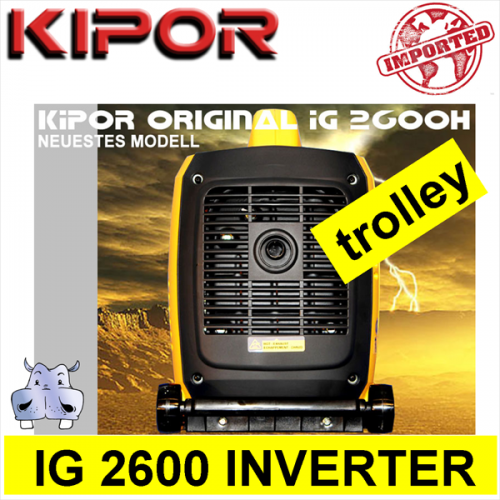 Generatore di corrente Gruppo Elettrogeno inverter a benzina, Kipor IG 2600 TROLLEY 1,84W 1840W TRASPORTABILE 3