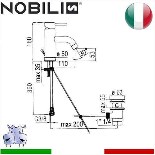 Miscelatore rubinetto monocomando Lavabo Nobili LIVE 2