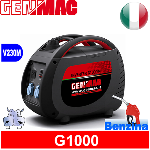 Generatore Gruppo Elettrogeno inverter a benzina, GENMAC G1000 0,72KW 720W