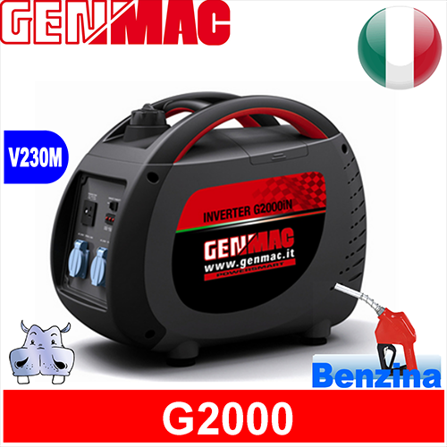 Generatore Gruppo Elettrogeno inverter a benzina, GENMAC G2000 1,62KW 1620W