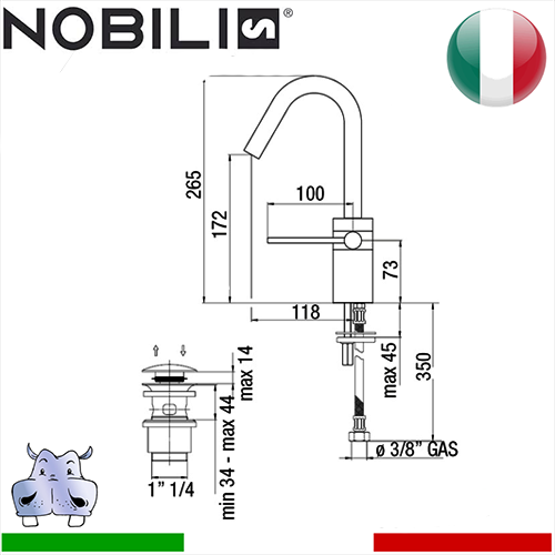 Miscelatore lavabo monocomando Nobili CUBE 2