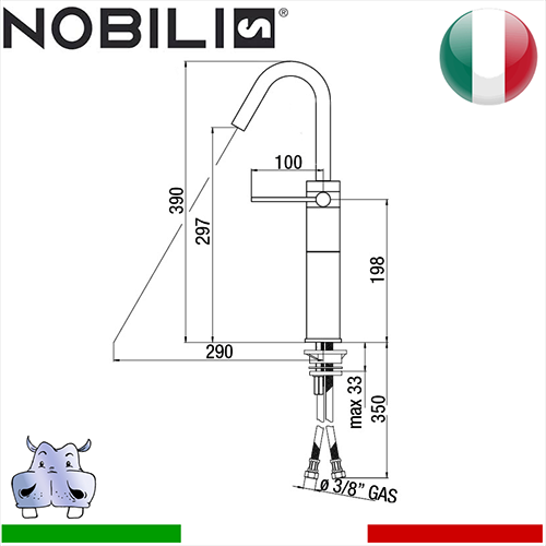 Miscelatore lavabo monocomando a bacinella Nobili CUBE 2
