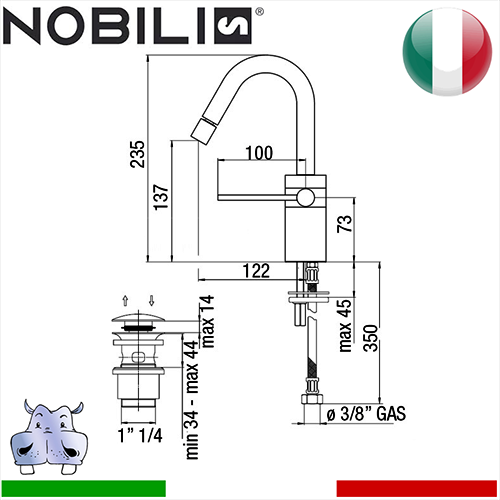 Miscelatore bidet monocomando Nobili CUBE 2
