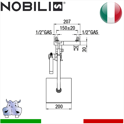 Miscelatore doccia monocomando esterno Nobili CUBE 2