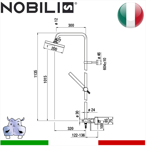 Miscelatore doccia monocomando esterno Nobili CUBE 3