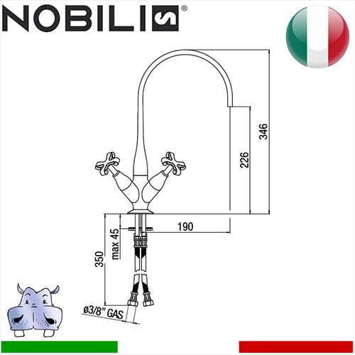 Monoforo lavello a collo alto Nobili CARLOS PRIMERO 2