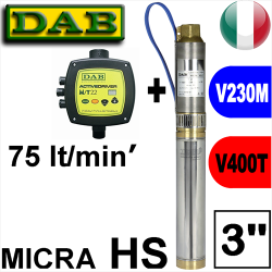 DAB - Sommersa diametro 74mm MICRA.HS 303 completa di inverter ACTIVE DRIVER