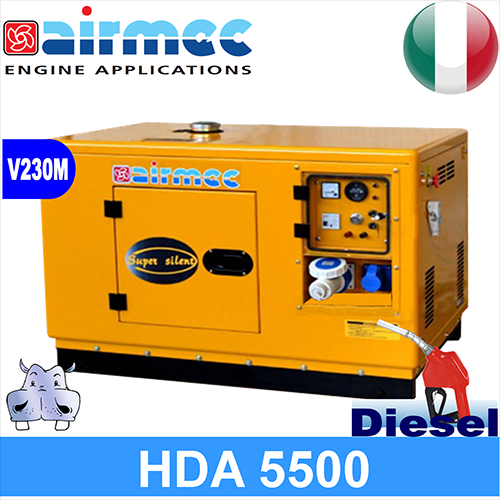 Silent Power Generatore Di Corrente Diesel 5500W - 230V/400V, Avviamento Elettrico, Silenzioso, Per Emergenza E Cantieri