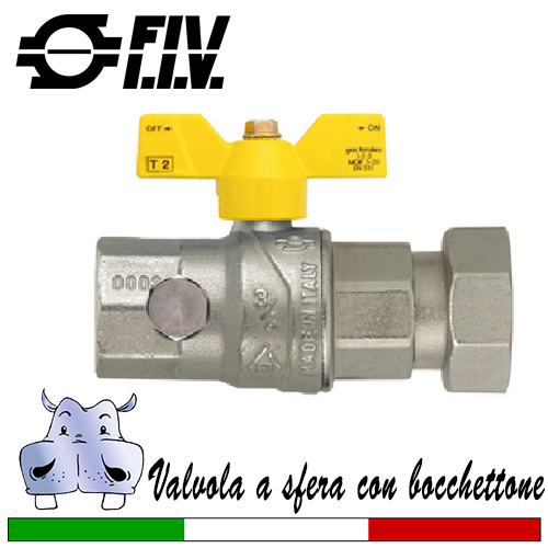 Valvola a sfera leva corta con bochettone Fiv per gas HEAVY