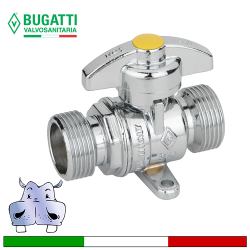 Rubinetto a sfera leva corta con staffa MM Bugatti per gas