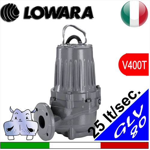 Pos.08 LOWARA Sommersa per fognature GLV80 (V400T) girante vortex
