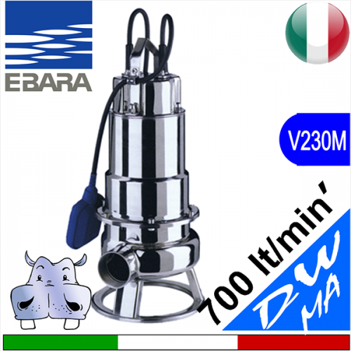 EBARA Elettropompa Sommersa per fognature DW MA, girante monocanale,  completa di galleggiante elettrico premontato