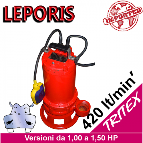 Leporis Elettropompa sommersa triturante TRITEX per fognature e reflui, dispositivo trituratore con tagliente in widia