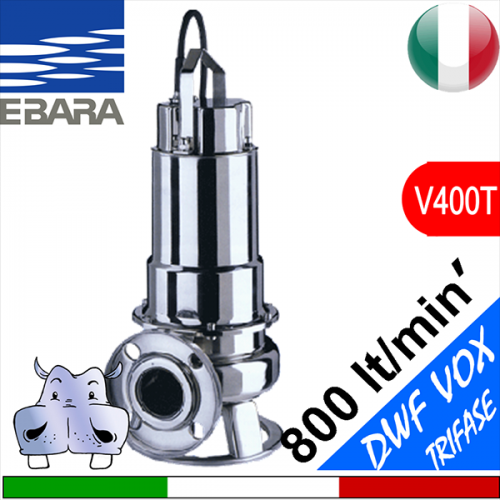 EBARA Elettropompa Sommersa flangiata per fognature DW VOXF Trifase, girante vortex