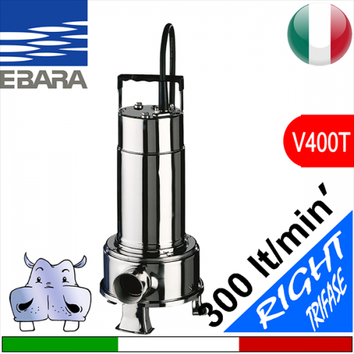 EBARA Elettropompa Sommersa per fognature RIGHT Trifase, girante vortex