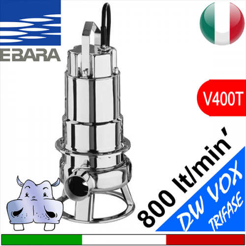 EBARA Elettropompa Sommersa per fognature DW VOX Trifase, girante vortex