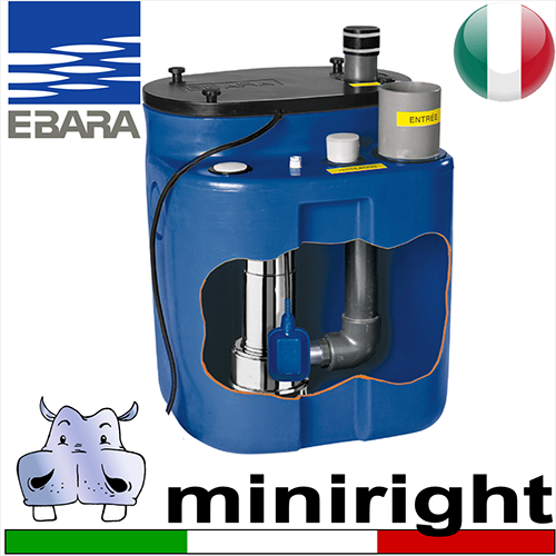 EBARA - Stazione di sollevamento da 100 lt MINI.RIGHT.100MA  completa di elettropompa sommersa serie RIGHT 100 MA