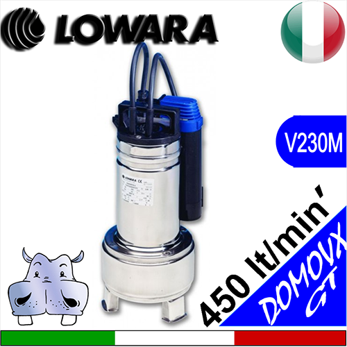 LOWARA Elettropompa Sommersa per fognature DOMOVX GW, girante vortex,  completa di galleggiante elettrico intubato 