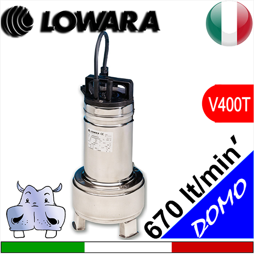 LOWARA Elettropompa Sommersa per fognature DOMO (V400T), girante bicanale - versione trifase