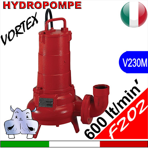HYDROPOMPE F202 - Pompa sommersa con girante vortex per fognature e acque  sporche HYDROPOMPE - Sommerse per fognature domestiche
