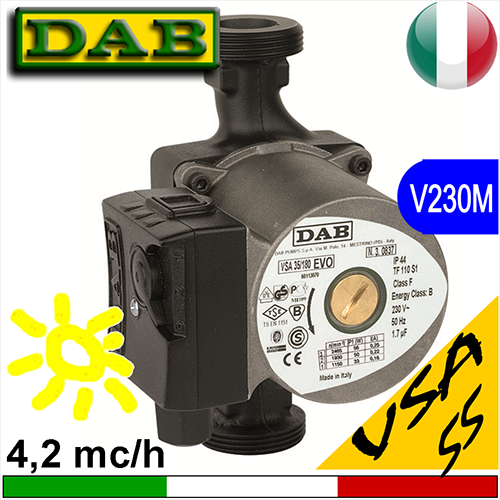 Circolatore Dab VSA, serie 55 (circolatori con prevalenza massima di 6 ml) idoneo per impianti a pannelli solari