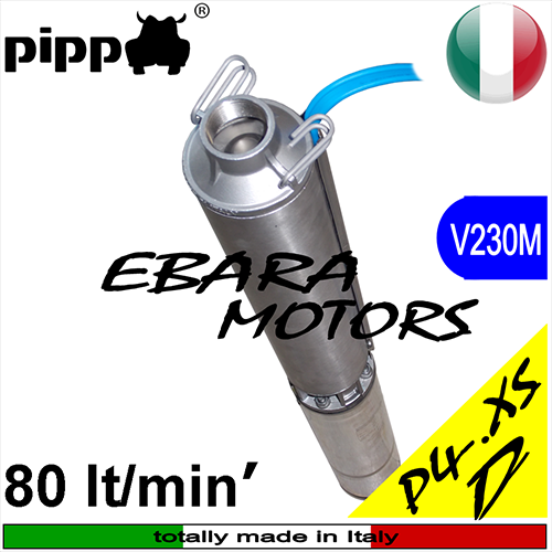 Pippo water pumps - Elettropompa sommersa P4.XS.D per pozzi, completa di motore sommerso Ebara (Garanzia 3 anni)