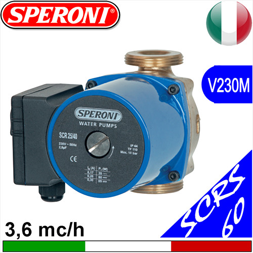 Circolatore Speroni SCRS, serie 60 (circolatori con prevalenza massima di  4,4 ml) idoneo per impianti di riscaldamento acqua sanitaria Speroni -  Pompe di circolazione circolatori acqua