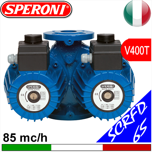 Circolatore Speroni SCRFD doppio o gemellare, serie 65 (circolatori con prevalenza massima di 12 ml) idoneo per impianti di riscaldamento - condizionamento - refrigerazione