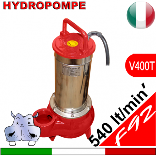 HYDROPOMPE F92 - Pompa sommersa trifase per fognature e acque sporche