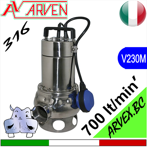 ARVEN Elettropompe sommerse per fognatura Arvex 316 BC monofase in acciaio inox Aisi 316