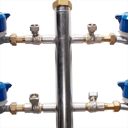 Collettori MM bilaterale totale quattro (4) uscite - sei (6) uscite - 8 uscite (8) in acciaio inox per distribuzione acqua potabile 2