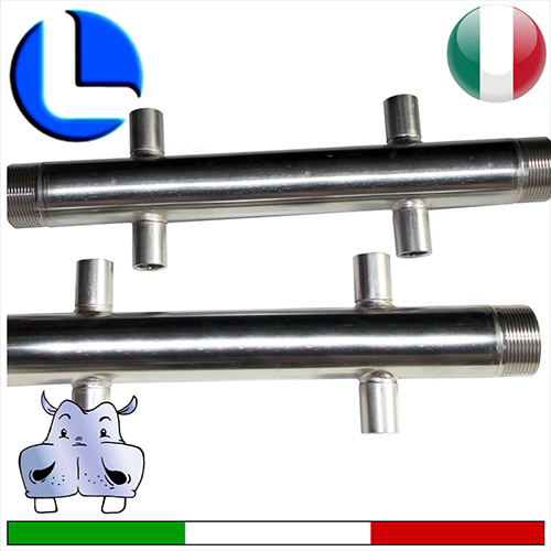 Collettori MM bilaterale totale quattro (4) uscite - sei (6) uscite - 8 uscite (8) in acciaio inox per distribuzione acqua potabile