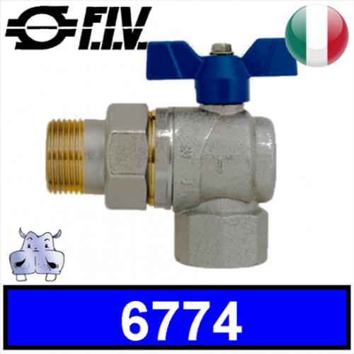 Valvola a sfera leva corta 90° con bocchettone MF Fiv