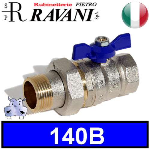 Valvola a sfera leva corta con bocchettone MF Ravani