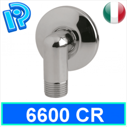 Gomito cromato con rosone per saliscendi