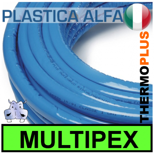 Tubo multistrato polietilene alluminio MULTIPEX-THERMOPLUS alluminio DOPPIO spessore e guina termica AZZURRA
