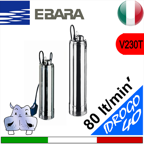 Sommersa monoblocco Idrogo 40.230T - versione 230 trifase senza galleggiante