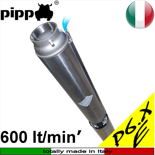 Pippo water pumps - Elettropompe sommerse P6.X.E per pozzi, motorizzazione MX X-POWER, modelli trifase 400Vac