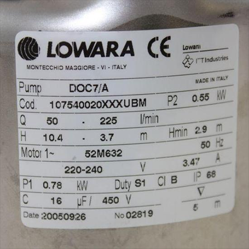 Lowara pompa Sommersa DOC alimentazione trifase 2