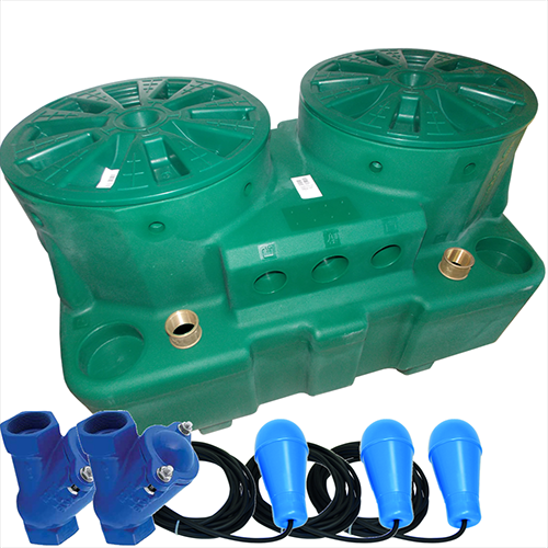 Lowara - Stazione di sollevamento DOUBLEBOX PLUS - MULTI - SL - VNR per acque nere completa di kit slitte - valvole antiriflusso - galleggianti speciali - predisposta per due pompe sommerse senza galleggiante 2