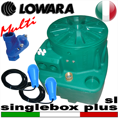 Lowara - Stazione di sollevamento SINGLEBOX PLUS - MULTI - SL - VNR per acque nere completa di kit slitta - valvola antiriflusso - galleggianti speciali - predisposta per una pompa sommersa senza galleggiante