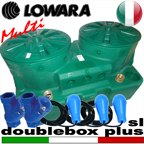 Lowara - Stazione di sollevamento DOUBLEBOX PLUS - MULTI - SL - VNR per acque nere completa di kit slitte - valvole antiriflusso - galleggianti speciali - predisposta per due pompe sommerse senza galleggiante