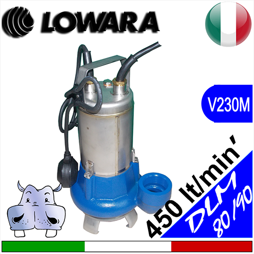 LOWARA Elettropompe Sommerse per fognature DLM80CG - DLM90CG, girante monocanale, versioni complete di galleggiante elettrico premontato