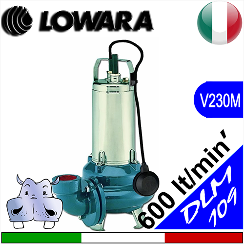 LOWARA Elettropompa Sommersa per fognature DLM109 CG, girante monocanale, completa di galleggiante elettrico premontato