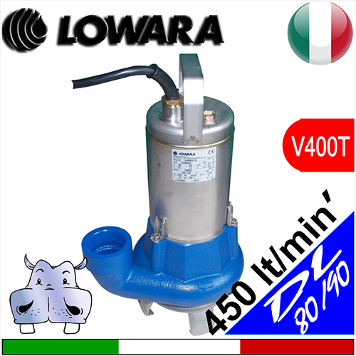 LOWARA Sommersa per fognature DL80 - DL90 (V400T) girante monocanale - versione trifase