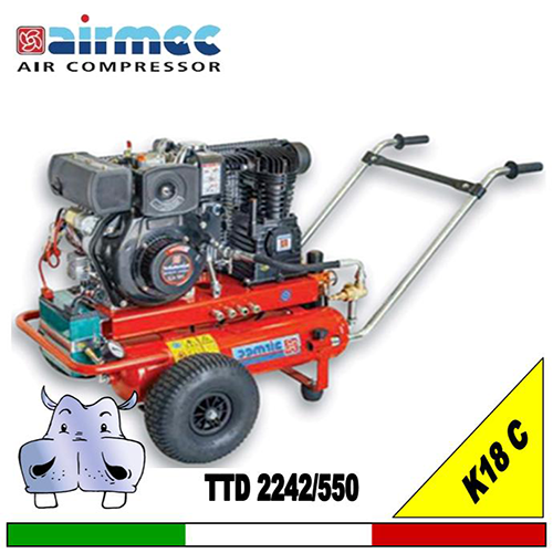 Moto compressore a scoppio Diesel TTD 2242-550 11+11LT avviamento elettrico a batteria